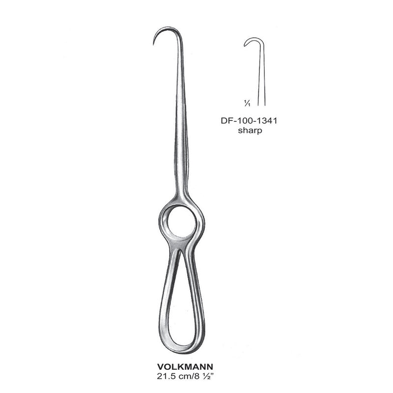 Volkmann Retractors,21.5Cm,Sharp 1 Prong (DF-100-1341) by Dr. Frigz