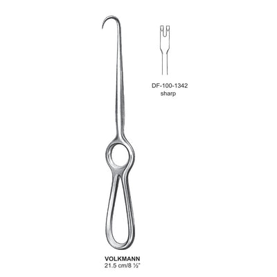 Volkmann Retractors,21.5Cm,Sharp 2 Prong (DF-100-1342)