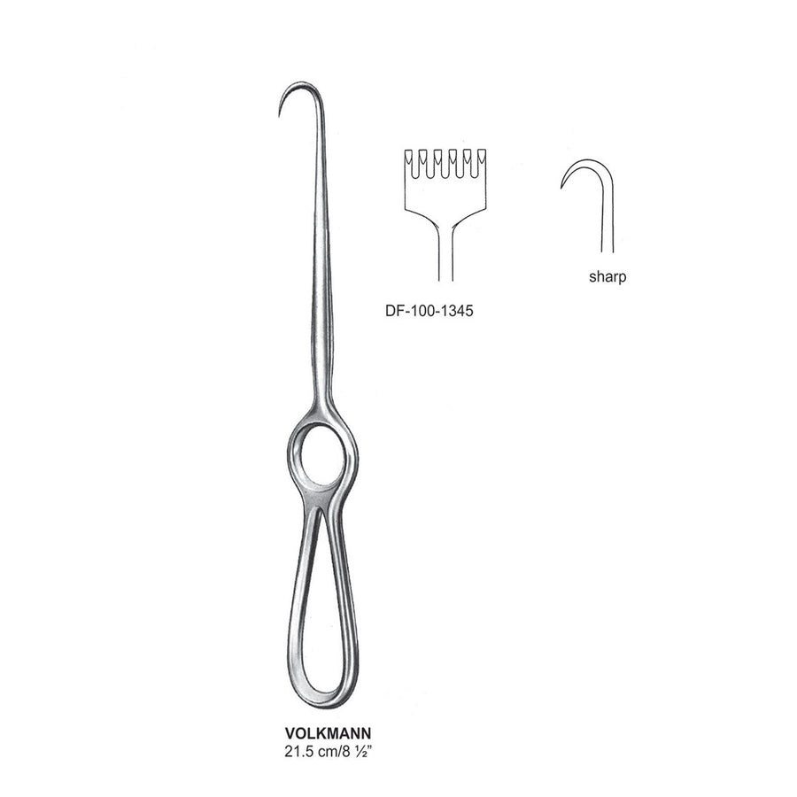 Volkmann Retractors,21.5Cm,Sharp 6 Prong (DF-100-1345) by Dr. Frigz