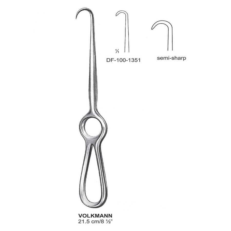 Volkmann Retractors,21.5Cm,Semi-Sharp 1 Prong (DF-100-1351) by Dr. Frigz