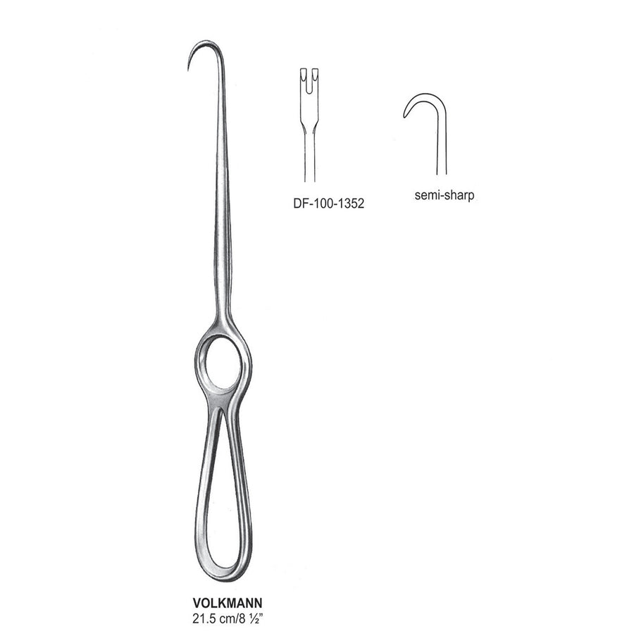 Volkmann Retractors,21.5Cm,Semi-Sharp 2 Prong (DF-100-1352) by Dr. Frigz