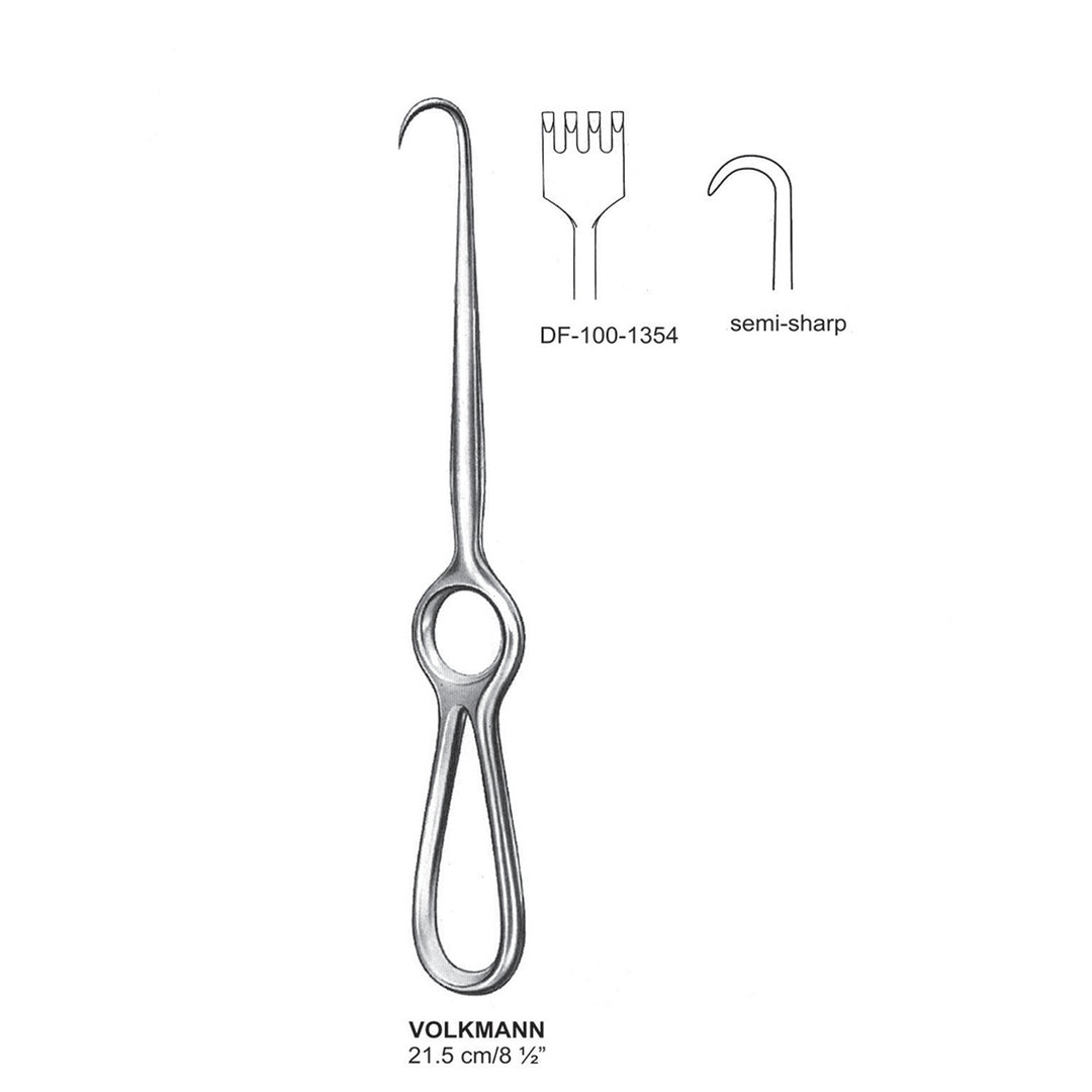 Volkmann Retractors,21.5Cm,Semi-Sharp 4 Prong (DF-100-1354) by Dr. Frigz