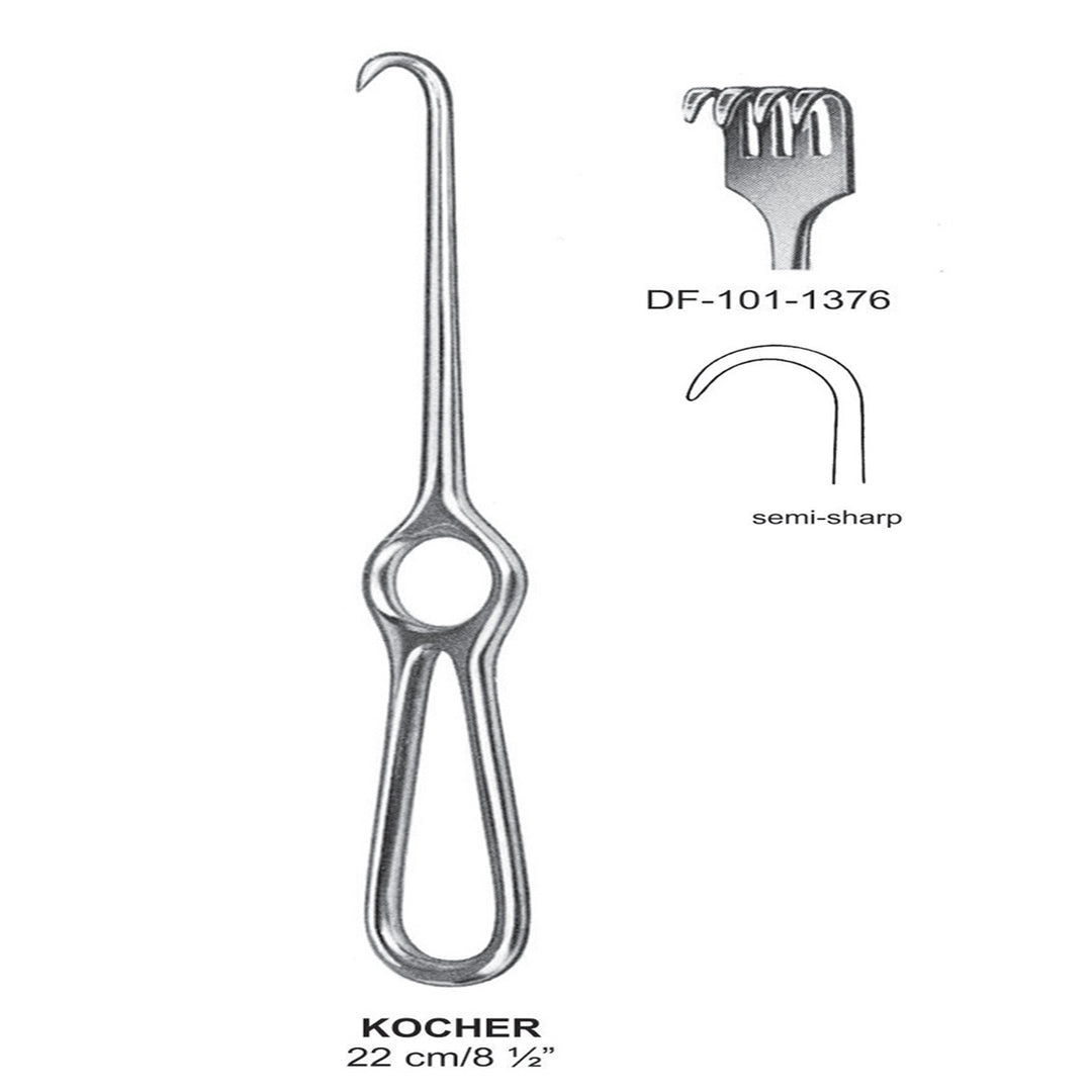 Kocher Retractors,22Cm,Semi-Sharp, 4 Prong  (DF-101-1376) by Dr. Frigz