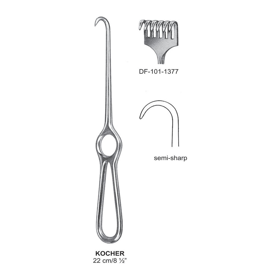 Kocher Retractors,22Cm,Semi-Sharp, 6 Prong  (DF-101-1377) by Dr. Frigz