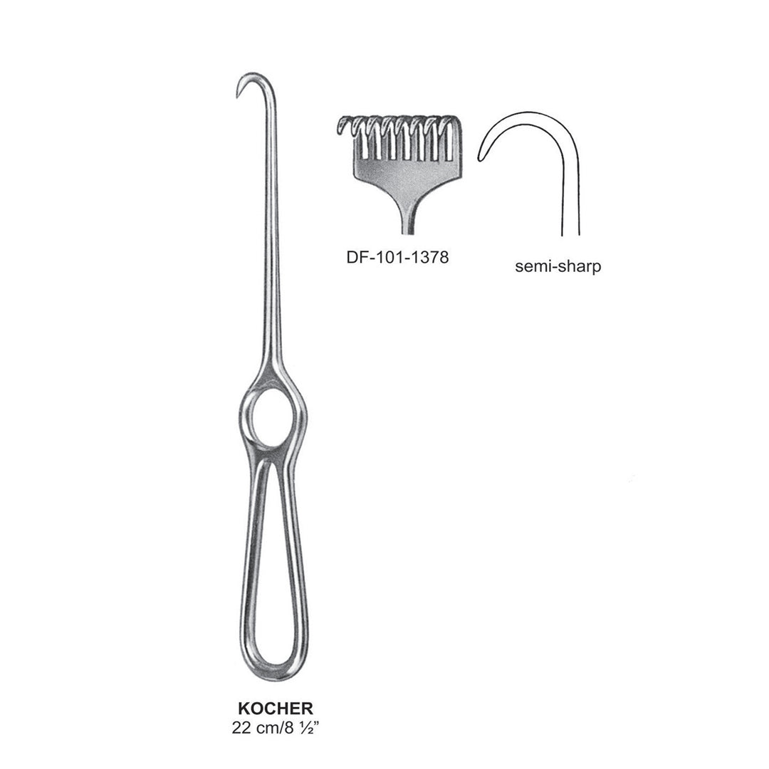 Kocher Retractors,22Cm,Semi-Sharp, 8 Prong  (DF-101-1378) by Dr. Frigz