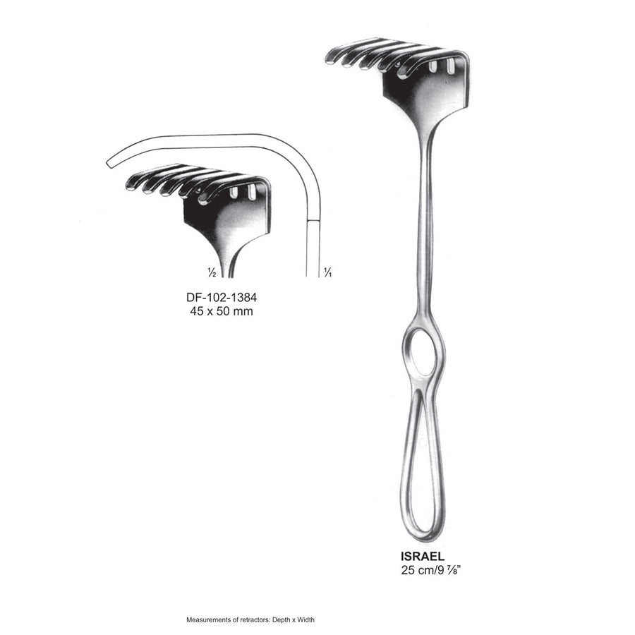 Israel Retractors,25Cm,45X50mm  (DF-102-1384) by Dr. Frigz