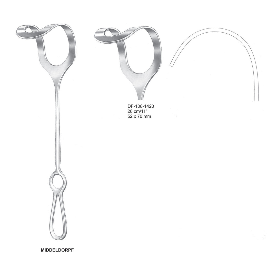 Middeldorph Abdominal Retractors 52X70mm , 28cm  (DF-108-1420) by Dr. Frigz