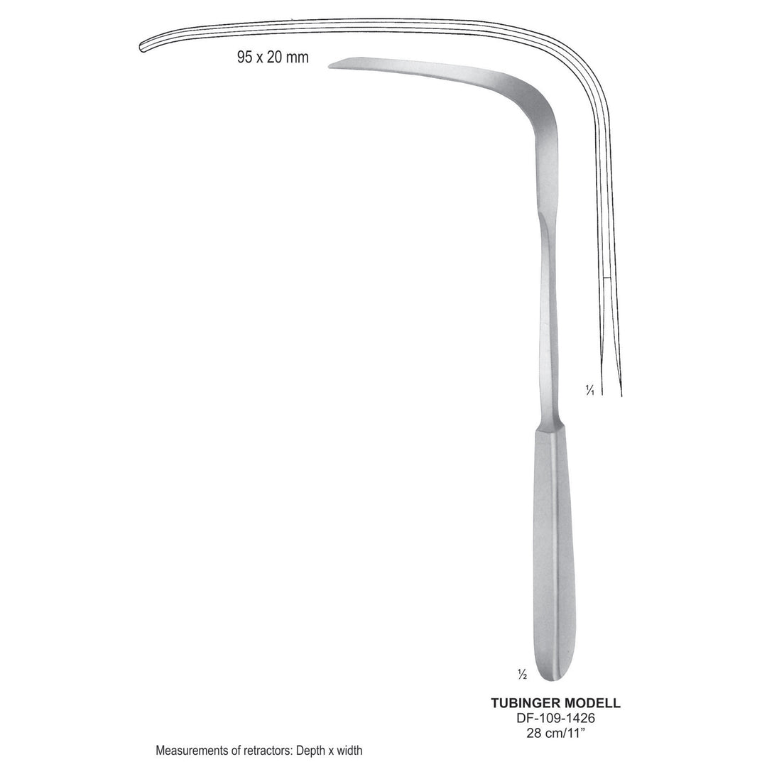 Tubinger Modell Abdominal Retractors 28Cm, Blade 95X20mm (DF-109-1426) by Dr. Frigz