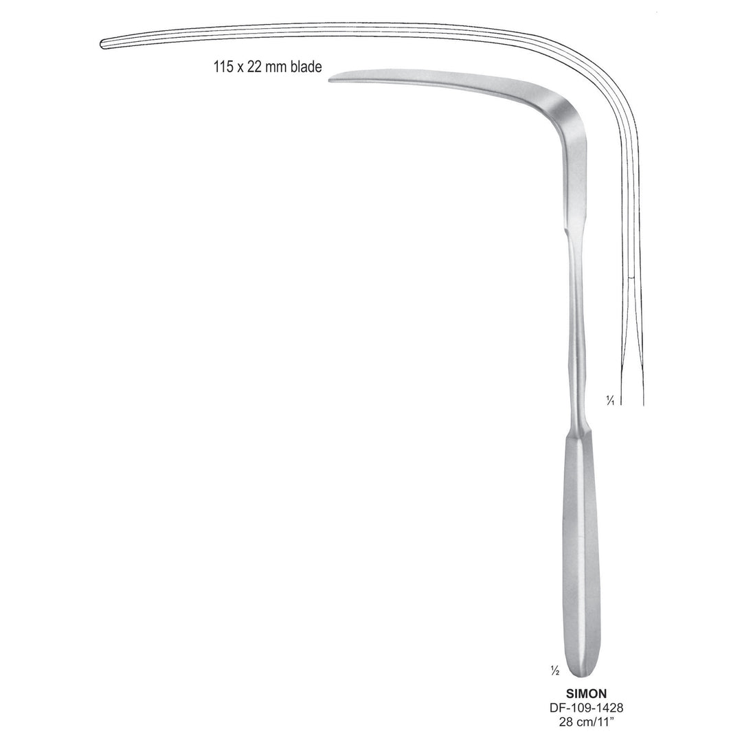 Simon Abdominal & Vaginal Retractors 115X22Mm Blade ,28Cm  (Df-109-1428) by Raymed