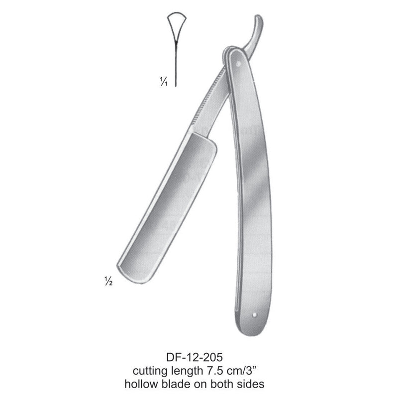 Razors, Cutting Length 7.5Cm, Hollow Blade On Both Sides (DF-12-205) by Dr. Frigz