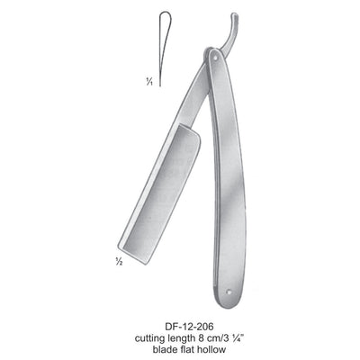 Razors, Cutting Length 8cm, Blade Flat Hollow (DF-12-206)