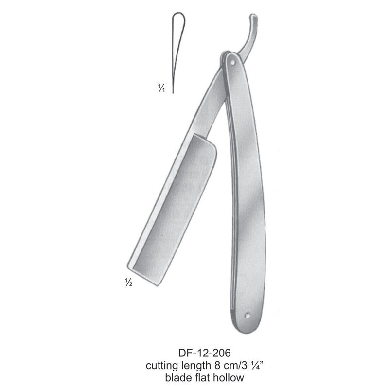 Razors, Cutting Length 8Cm, Blade Flat Hollow (DF-12-206) by Dr. Frigz