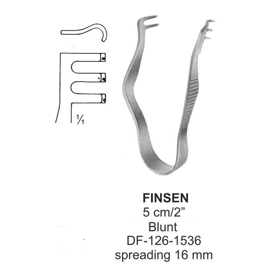 Finsen Retractors Blunt 2X3Teeth 5Cm, Spreading 16mm (DF-126-1536) by Dr. Frigz