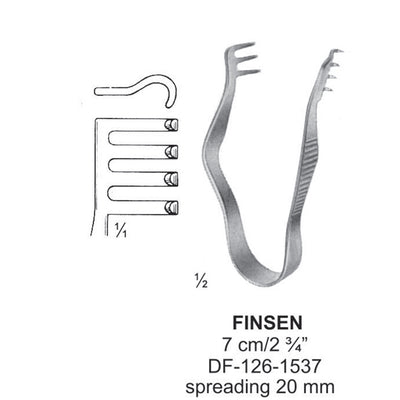 Finsen Retractors Sharp 3X4Teeth 7Cm, Spreading 20mm (DF-126-1537)