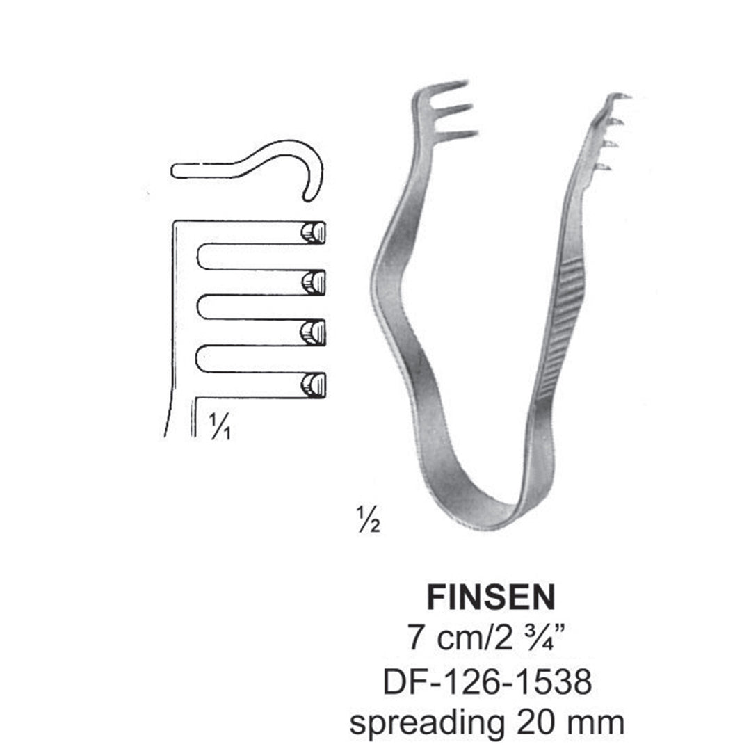 Finsen Retractors Blunt 3X4Teeth 7Cm, Spreading 20mm (DF-126-1538) by Dr. Frigz