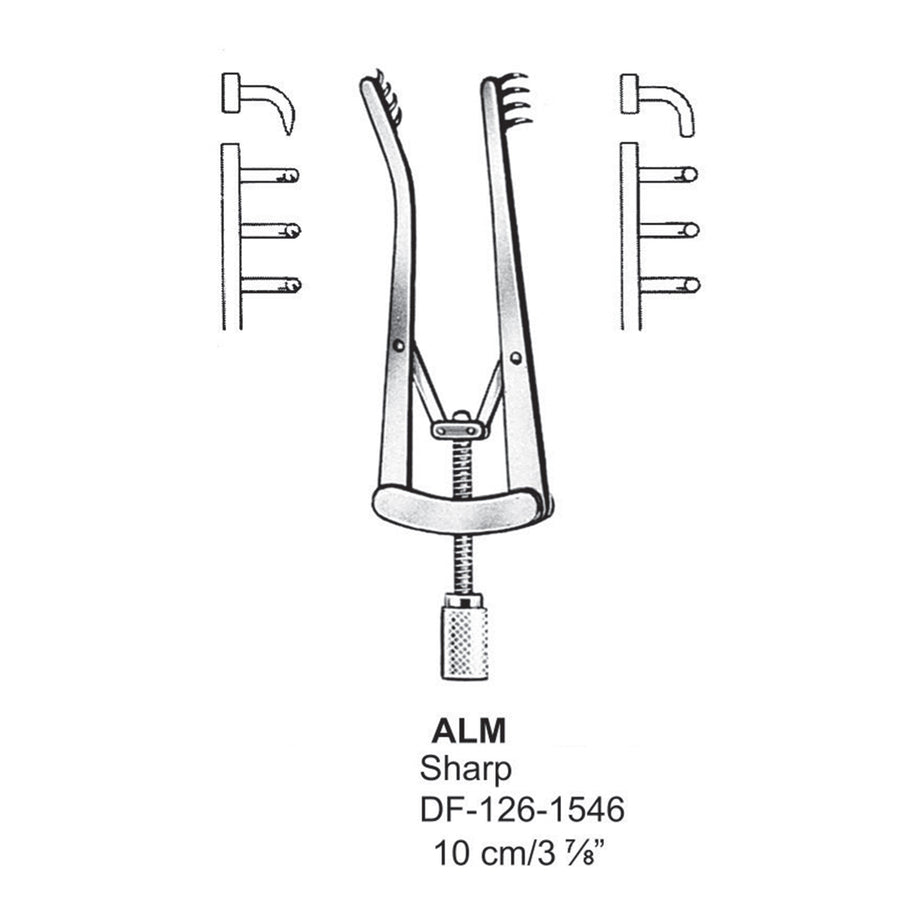 Alm Retractors Sharp 4X4Teeth 10cm  (DF-126-1546) by Dr. Frigz