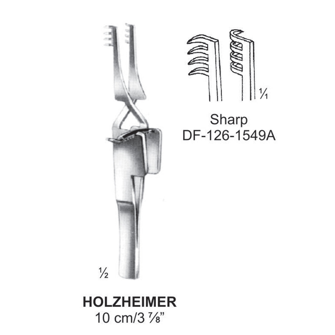Holzheimer Retractors Sharp 4X4Teeth 10cm  (DF-126-1549A) by Dr. Frigz