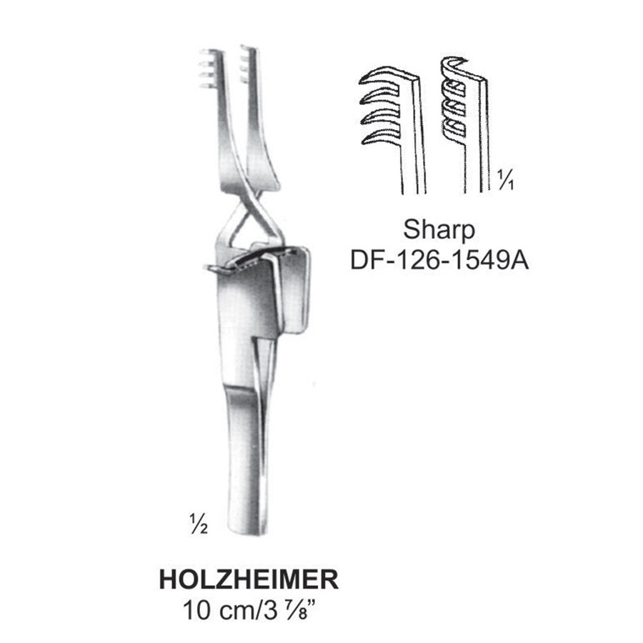 Holzheimer Retractors Sharp 4X4Teeth 10cm  (DF-126-1549A) by Dr. Frigz