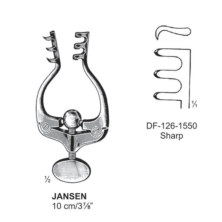Jansen Retractors,10Cm,Sharp  (DF-126-1550) by Dr. Frigz