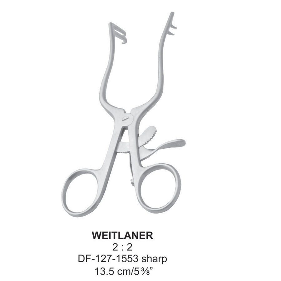 Weitlaner Retractors, 13.5Cm, 2:2 , Sharp  (DF-127-1553) by Dr. Frigz