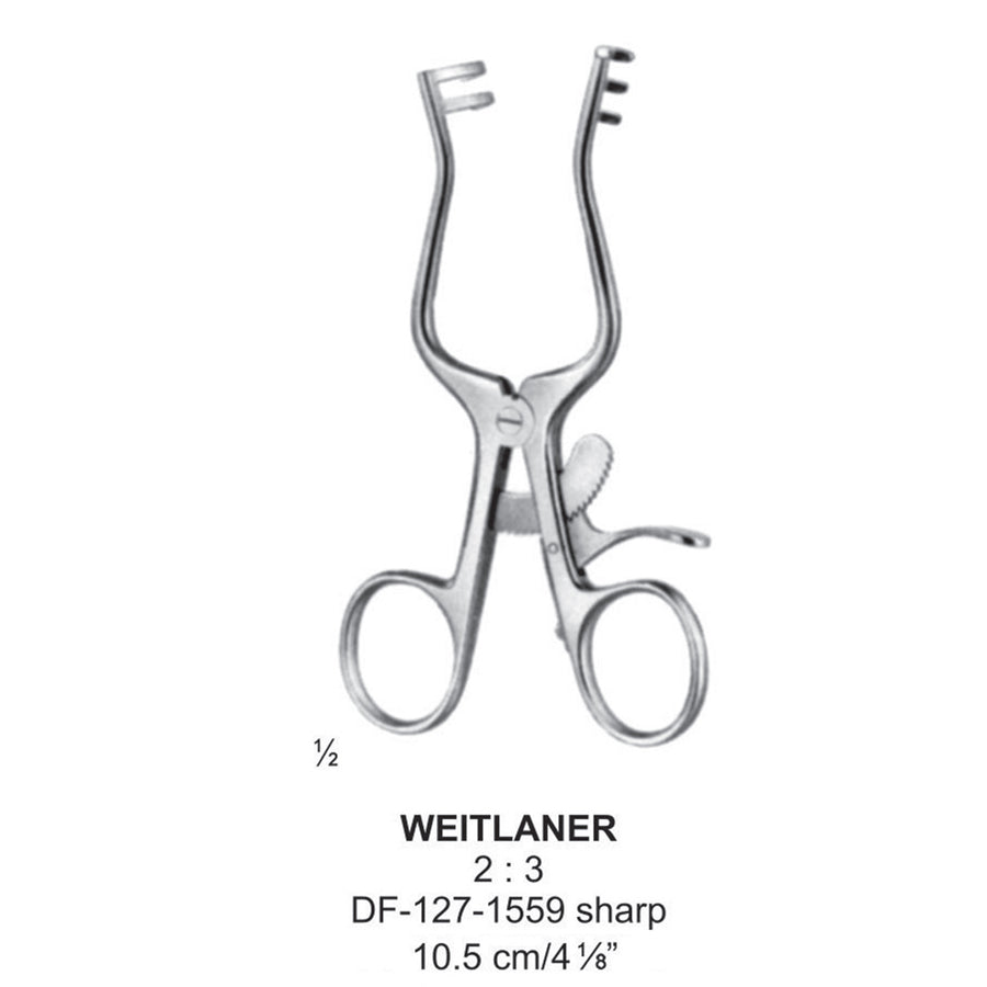 Weitlaner Retractors Sharp 2X3 Teeth 10.5cm  (DF-127-1559) by Dr. Frigz