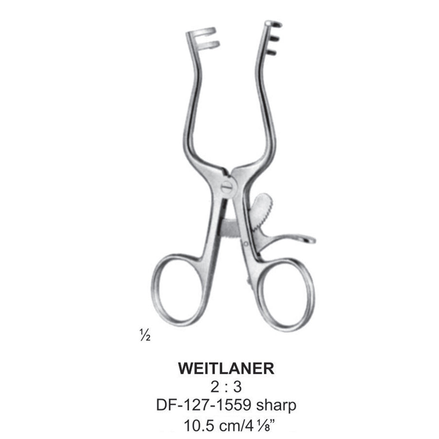 Weitlaner Retractors Sharp 2X3 Teeth 10.5cm  (DF-127-1559) by Dr. Frigz