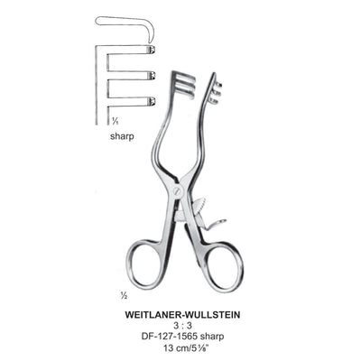 Weitlaner-Wullstein Retractors Sharp 3X3 Teeth 13cm  (DF-127-1565)