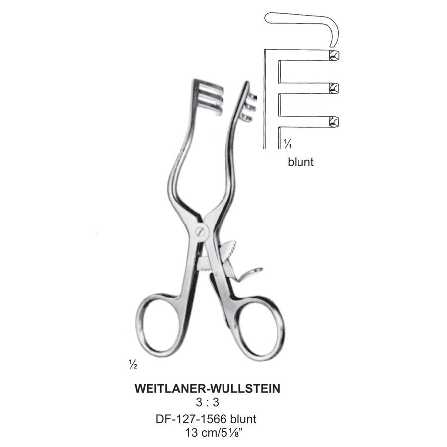 Weitlaner-Wullstein Retractors Blunt 3X3 Teeth 13cm  (DF-127-1566) by Dr. Frigz