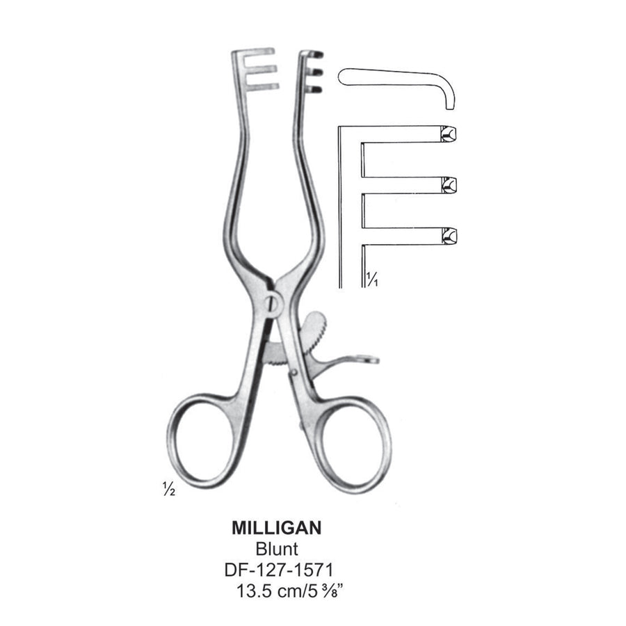 Milligan Retractors, 13.5Cm, Blunt  (DF-127-1571) by Dr. Frigz