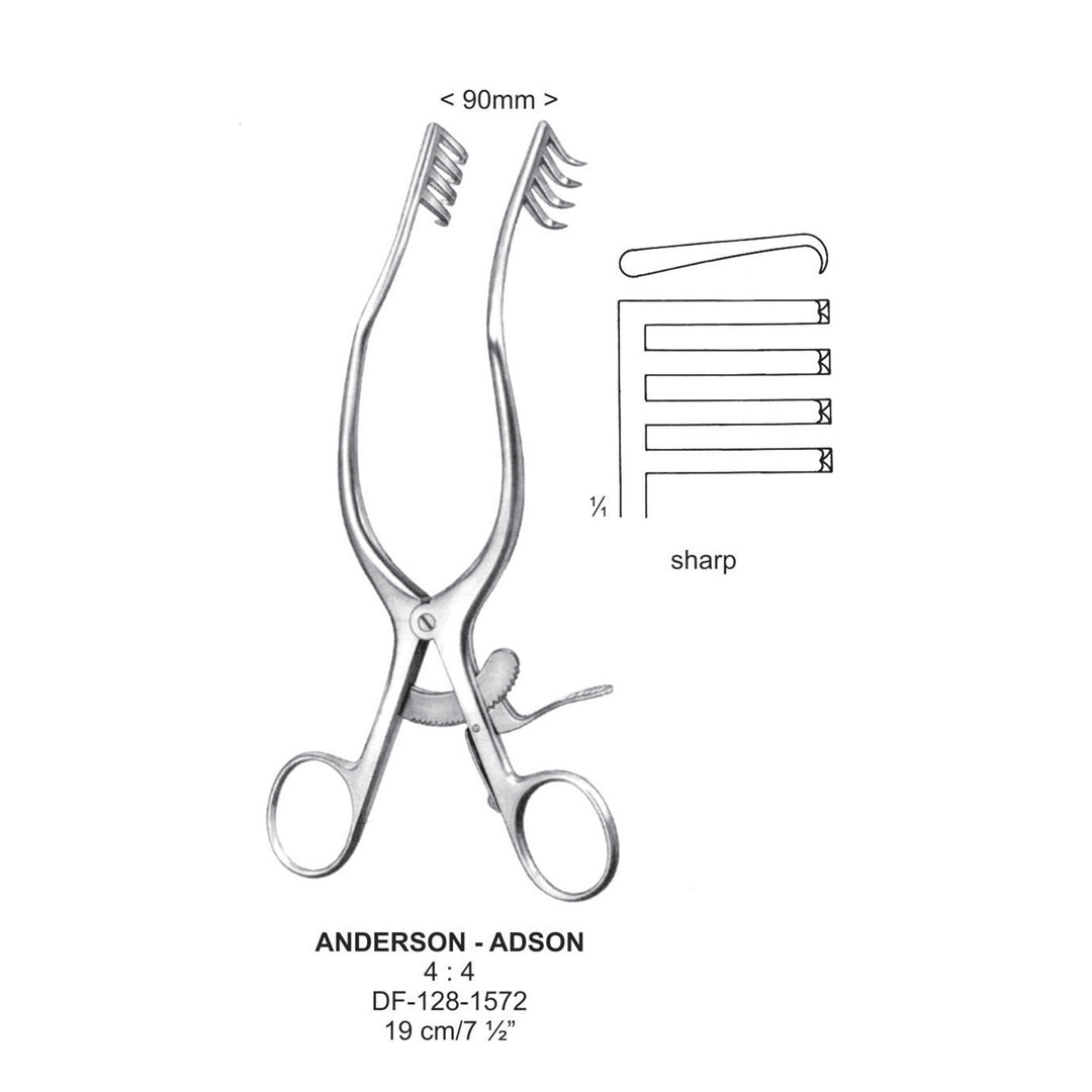 Anderson-Adson Retractors Sharp 4X4 Teeth 19Cm, 90mm Width (DF-128-1572) by Dr. Frigz