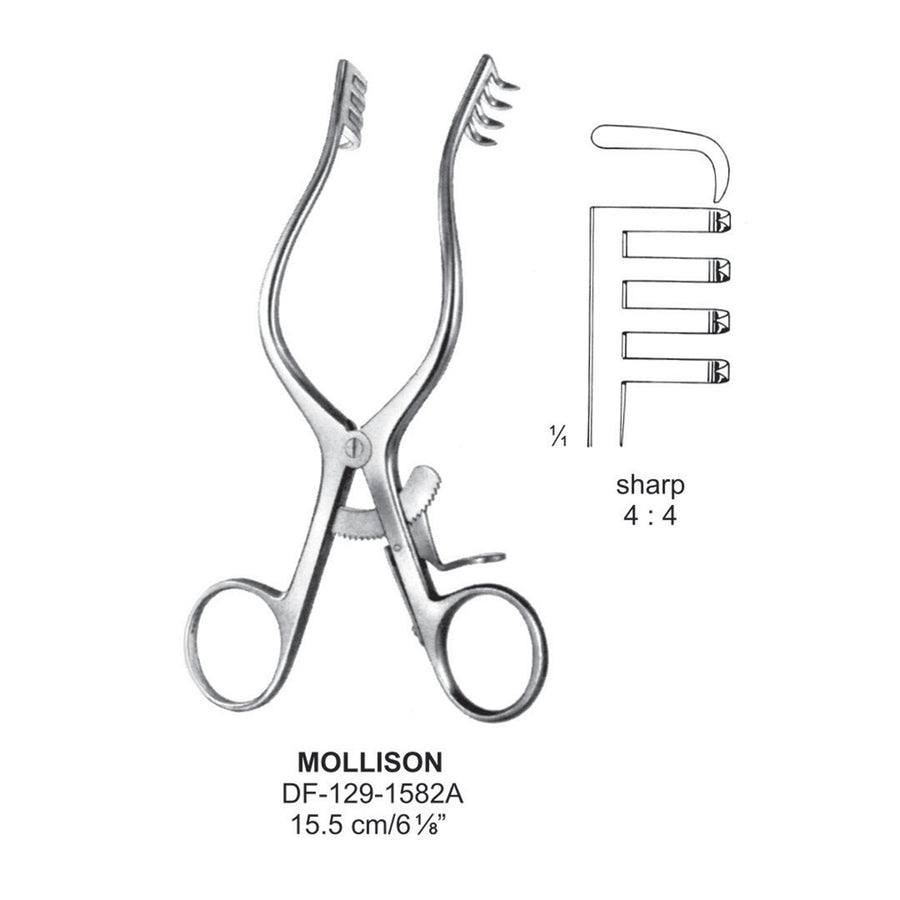 Mollison Retractors Sharp 4X4Teeth 15.5cm  (DF-129-1582A) by Dr. Frigz