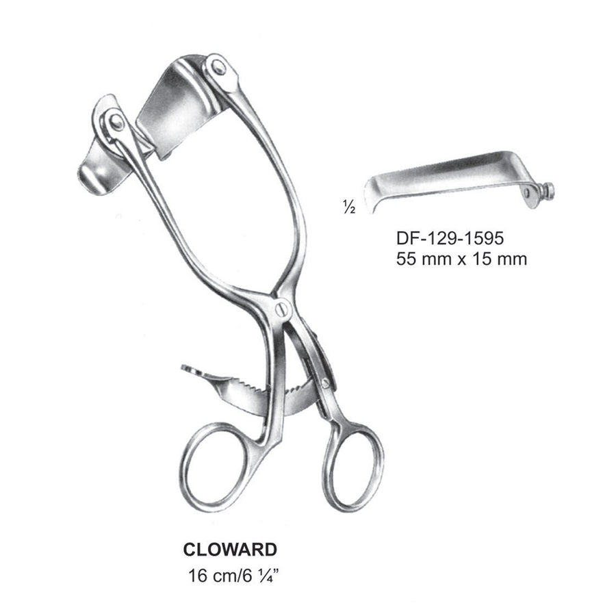 Cloward Retractors Blade Only, 55mm X 15mm , Non Toothed Blade (DF-129-1595) by Dr. Frigz