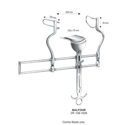 Balfour Abdominal Retractors 200mm Wide, 100X70mm Central Blade, 100X35mm  (DF-138-1636)