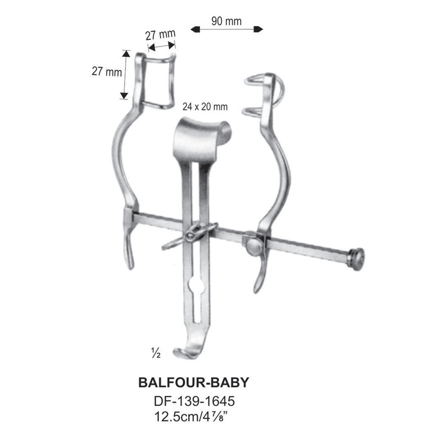 Balfour-Baby Abdominal Retractors, 12.5Cm, 24X20 Central Blade, 27X27mm  (DF-139-1645) by Dr. Frigz
