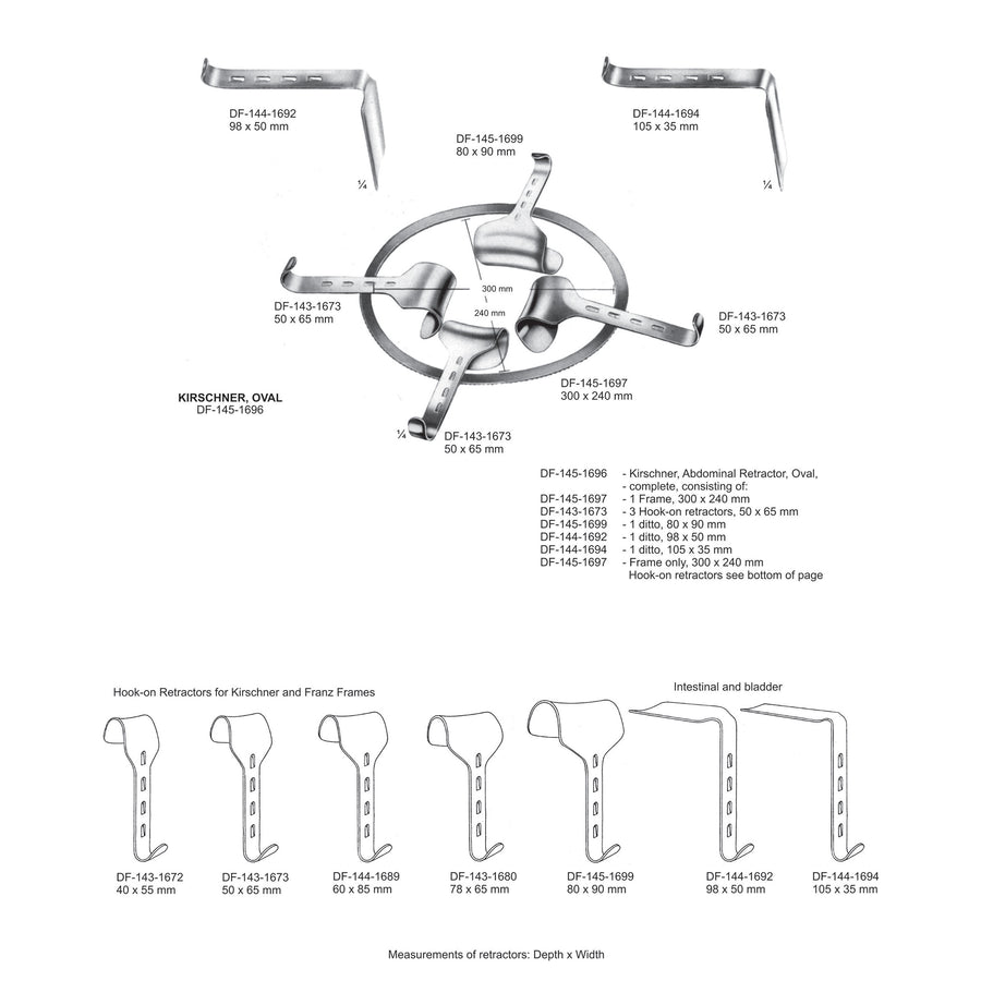 Kirschner Retractors, Blades Only, Corpulent, 78X65mm  (DF-143-1680) by Dr. Frigz