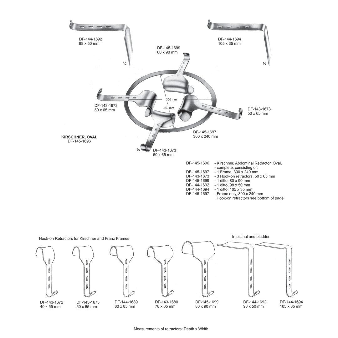 Kirschner Retractors, Blades Only, Corpulent, 80X90mm  (DF-143-1699) by Dr. Frigz