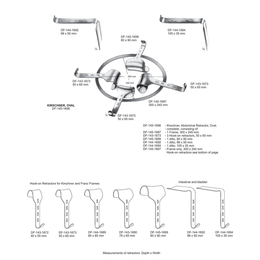 Kirschner Abdominal Retractors, Frame Only, 300X240mm (DF-145-1697) by Dr. Frigz