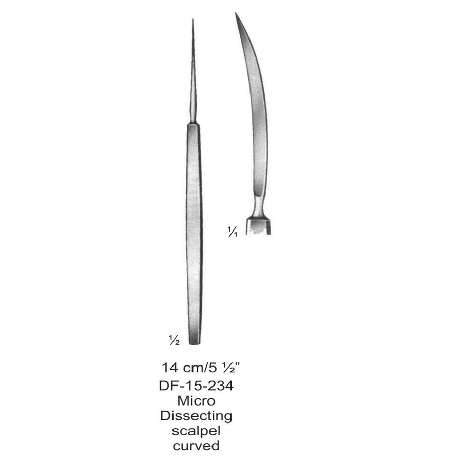 Micro Dissecting Scalpel Curved 14cm  (DF-15-234) by Dr. Frigz
