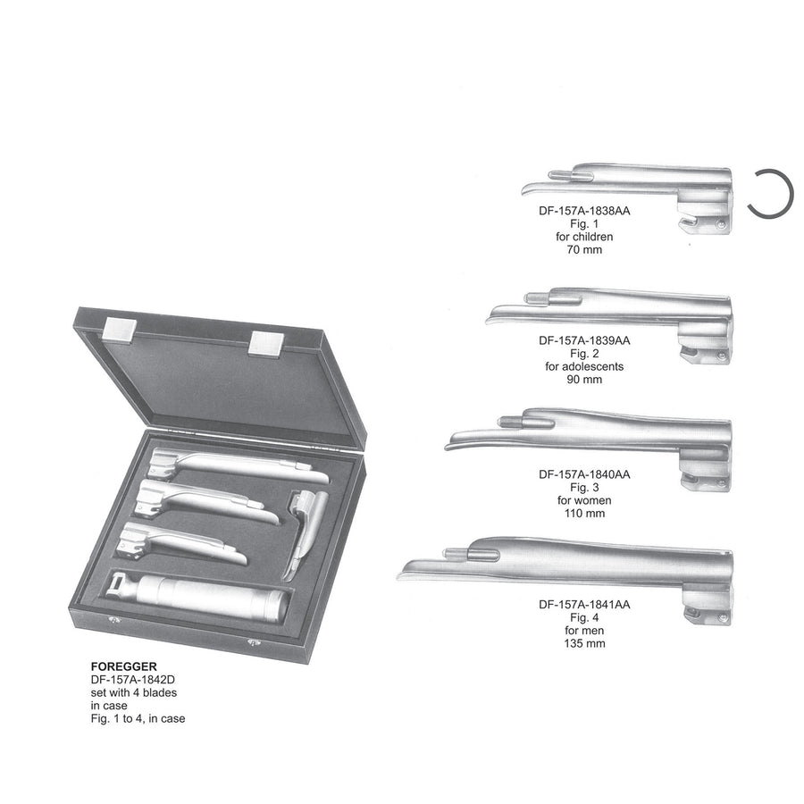 Foregger Set Of 4 Blades With Battery Handle Fig 1 To 4 (DF-157A-1842D) by Dr. Frigz
