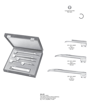 Miller Fiberoptic Set Of 3 Blades With Battery Handle Fig 1 To 3 (DF-157A-1843A) by Dr. Frigz