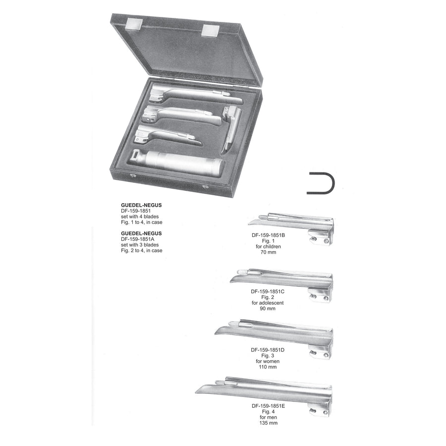 Guedel-Negus Set Of 3 Blades With Battery Handle  Fig 2 To 4 (DF-159-1851A) by Dr. Frigz