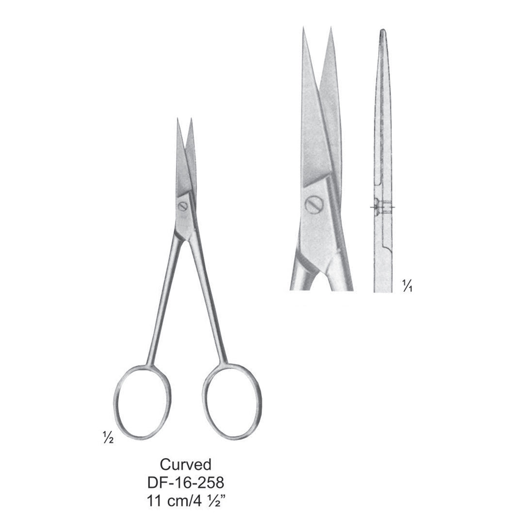 Micro Dissecting Scissors, Curved. 11cm  (DF-16-258) by Dr. Frigz