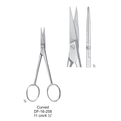 Micro Dissecting Scissors, Curved. 11cm (DF-16-258)