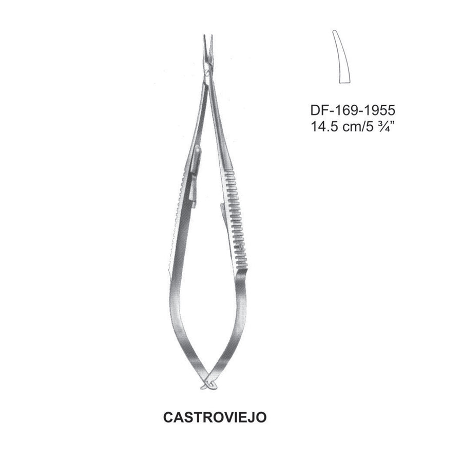 Castroviejo Micro Needle Holders, Curved, 14.5cm (DF-169-1955) by Dr. Frigz