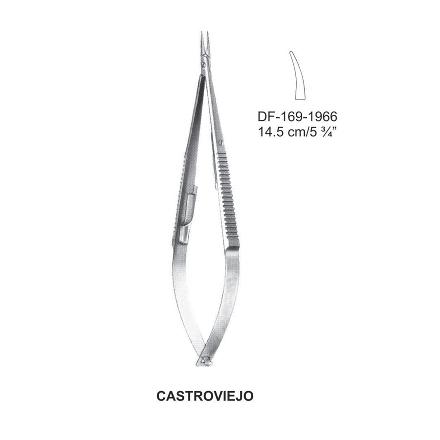 Castroviejo Micro Needle Holders, Curved, 14.5cm (DF-169-1966) by Dr. Frigz