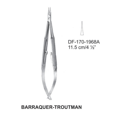 Barraquer Troutman Micro Needle Holders, 11.5cm , Straight (DF-170-1968A) by Dr. Frigz