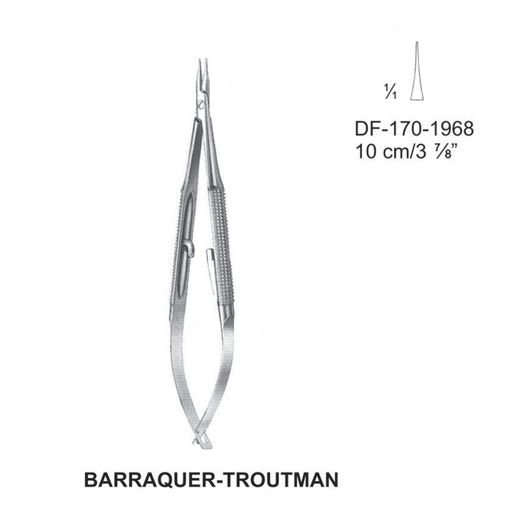 Barraquer Troutman Micro Needle Holders, 10Cm, Straight  (DF-170-1968) by Dr. Frigz