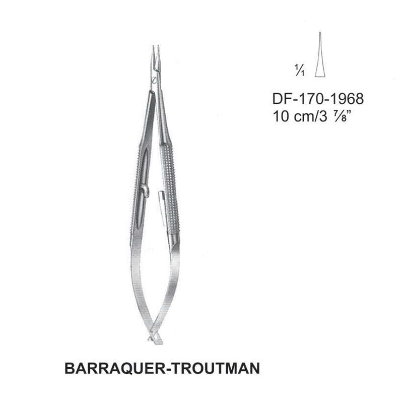 Barraquer Troutman Micro Needle Holders, 10Cm, Straight  (DF-170-1968) by Dr. Frigz
