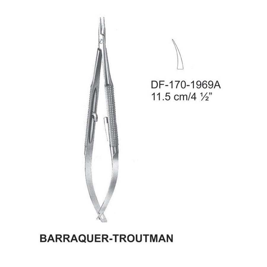 Barraquer Troutman Micro Needle Holders Curved 11.5cm  (DF-170-1969A) by Dr. Frigz