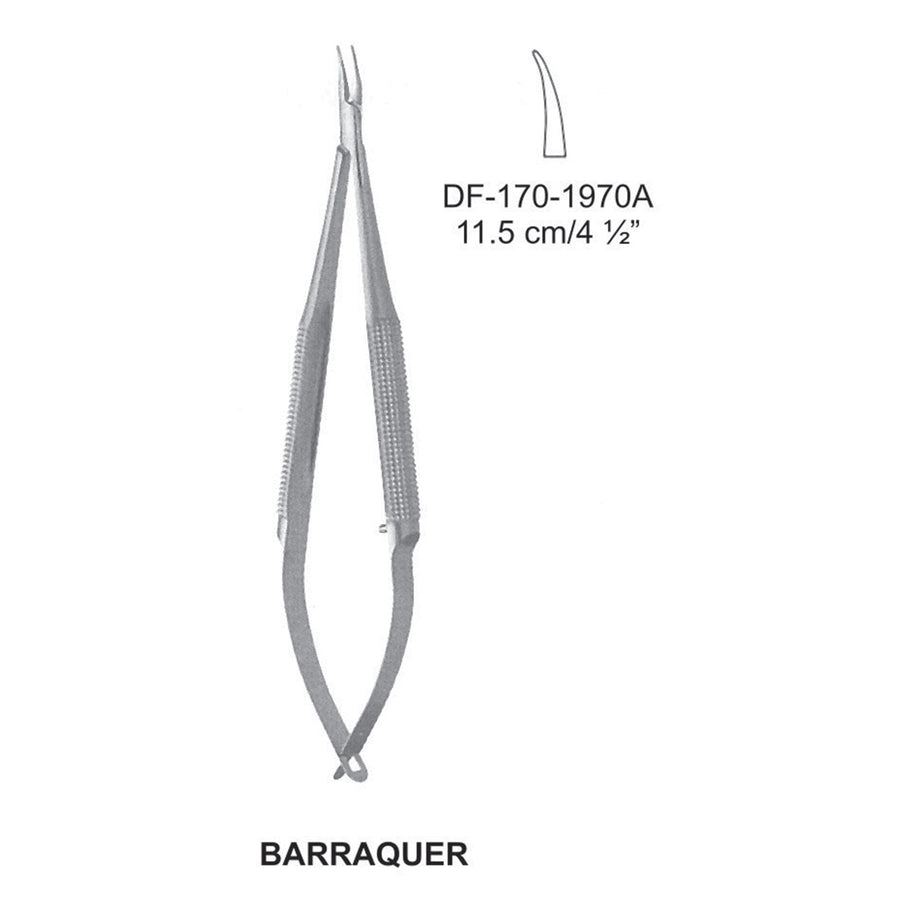 Barraquer Micro Needle Holders, 11.5Cm, Curved  (DF-170-1970A) by Dr. Frigz